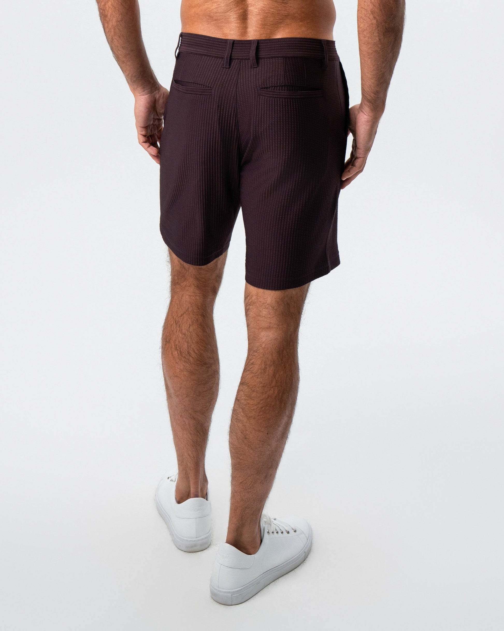 Athletic Fit Shorts - Plum Seersucker | State & Liberty Bottoms