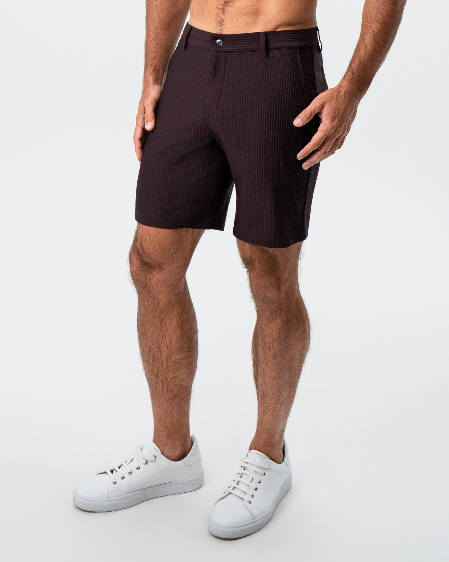 Athletic Fit Shorts - Plum Seersucker | State & Liberty Bottoms