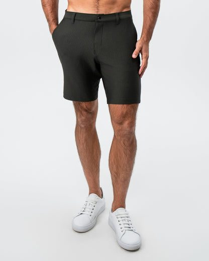 Athletic Fit Shorts - Army Green Seersucker | State & Liberty Bottoms