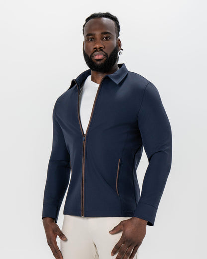 Collared Zip Jacket - Navy | State & Liberty Outerwear