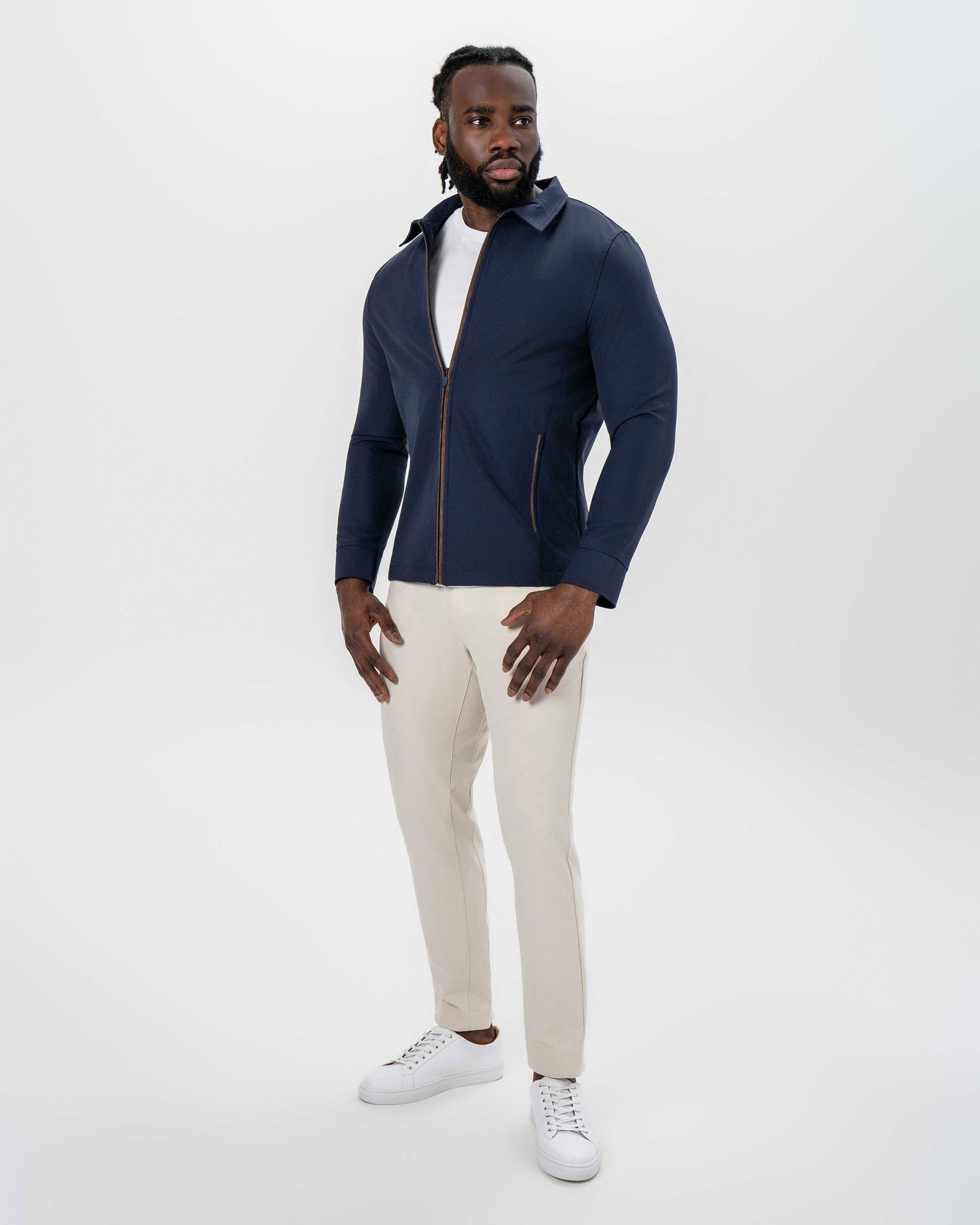 Collared Zip Jacket - Navy | State & Liberty Outerwear