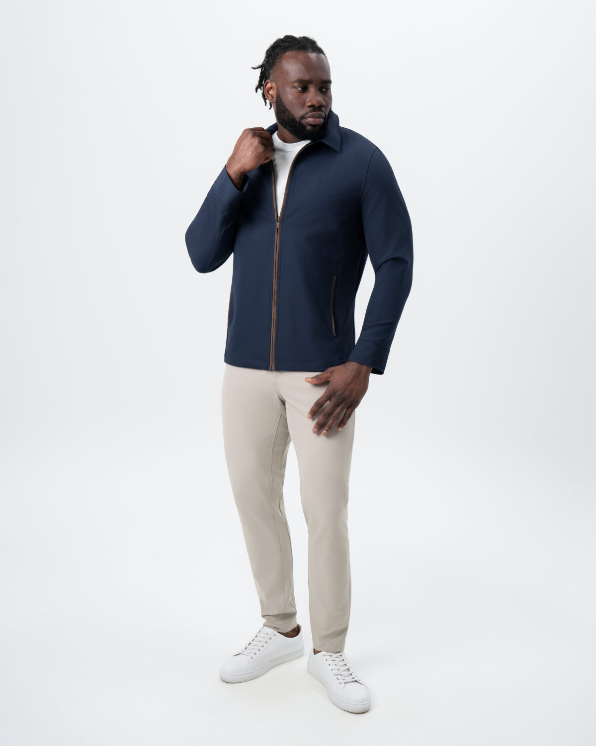Collared Zip Jacket - Navy | State & Liberty Outerwear