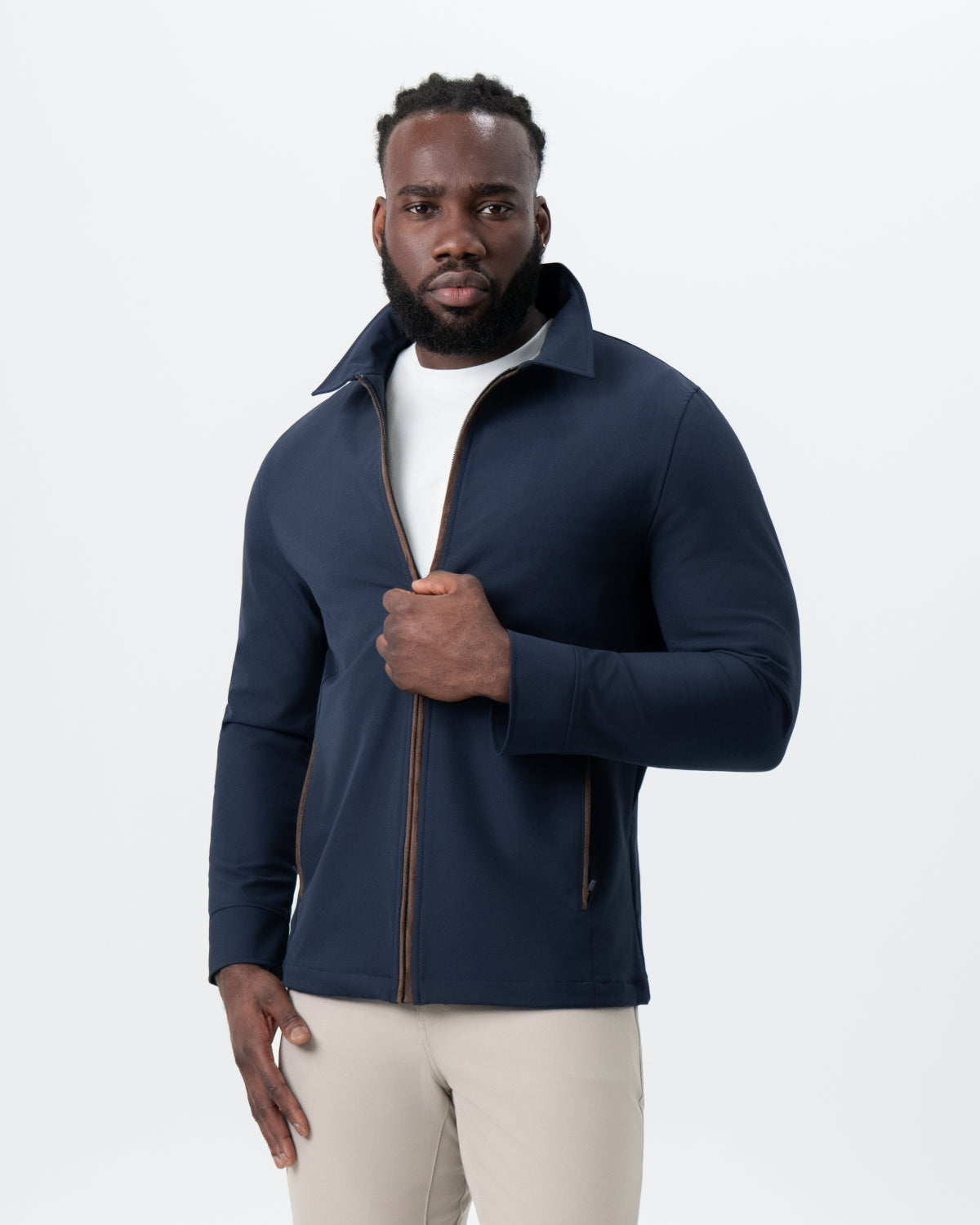 Collared Zip Jacket - Navy | State & Liberty Outerwear