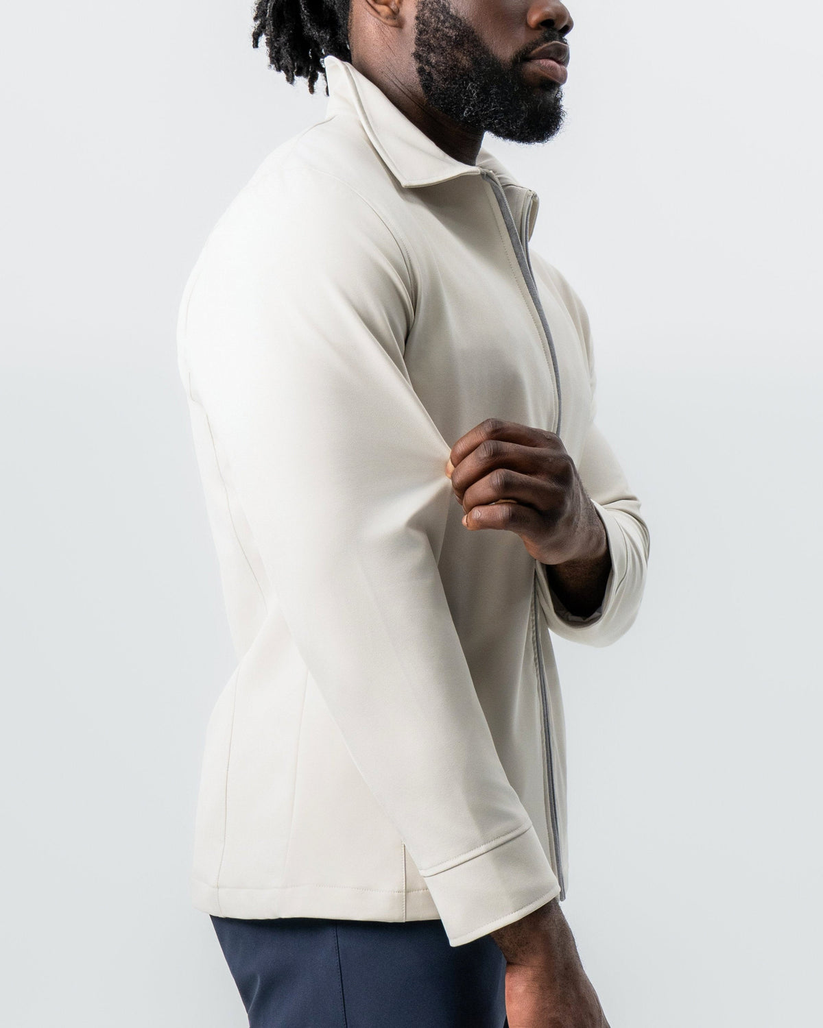 Collared Zip Jacket - Light Khaki | State & Liberty Outerwear
