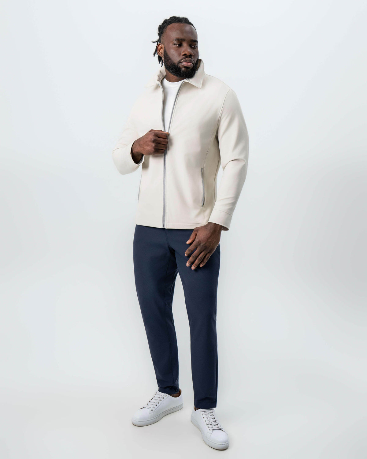 Collared Zip Jacket - Light Khaki | State & Liberty Outerwear