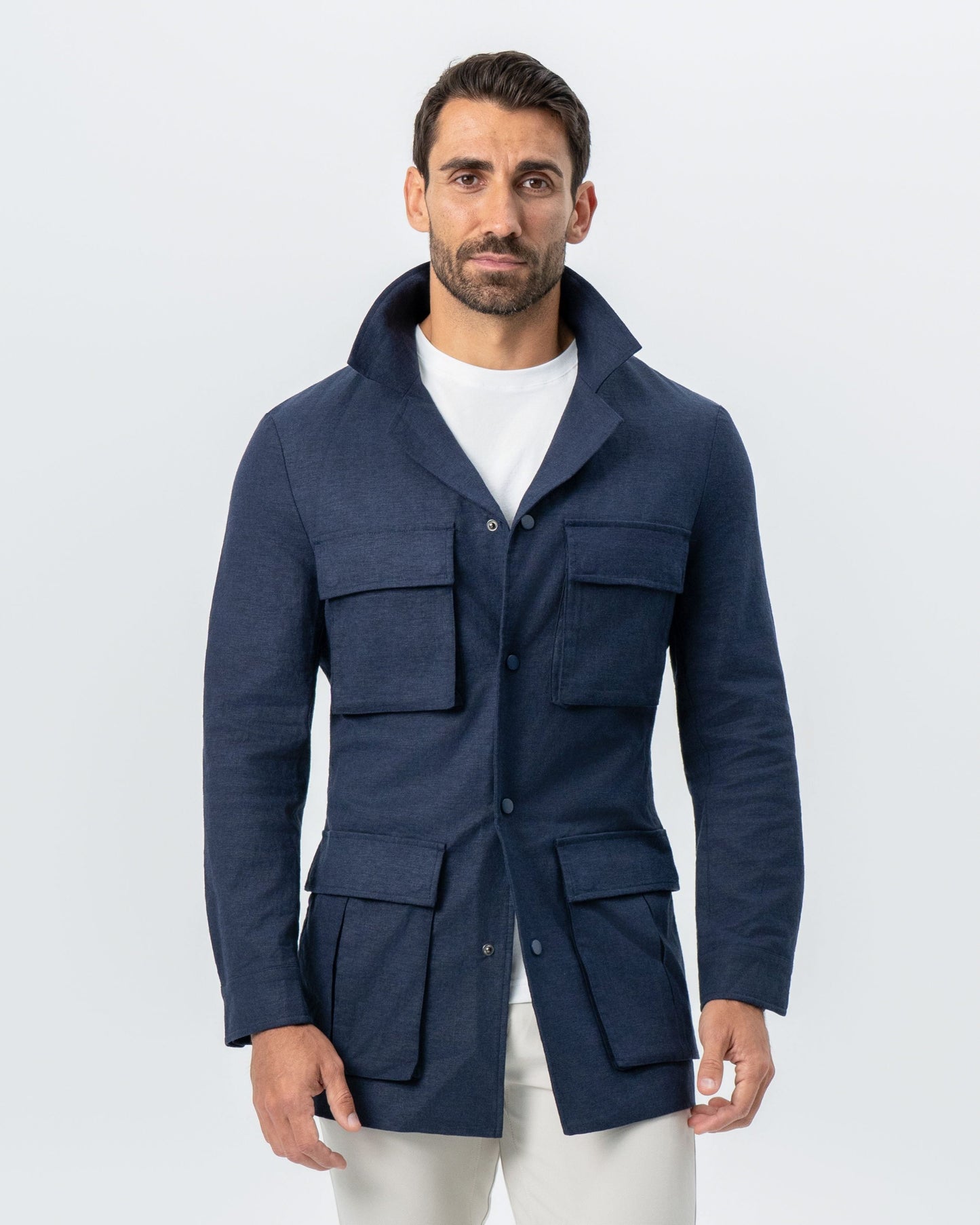Stretch Linen Field Jacket - Navy | State & Liberty Outerwear