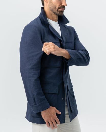 Stretch Linen Field Jacket - Navy | State & Liberty Outerwear