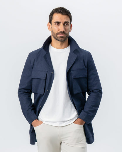Stretch Linen Field Jacket - Navy | State & Liberty Outerwear
