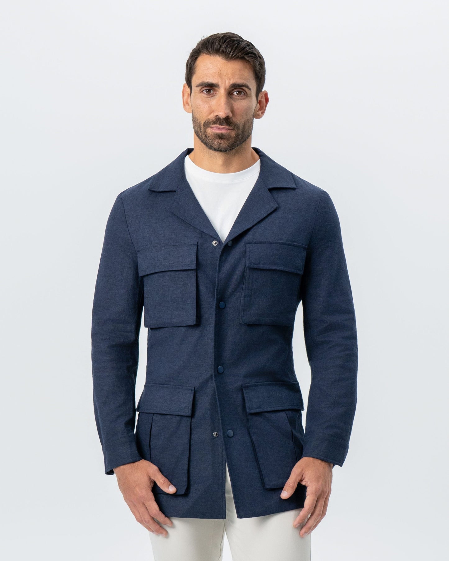Stretch Linen Field Jacket - Navy | State & Liberty Outerwear