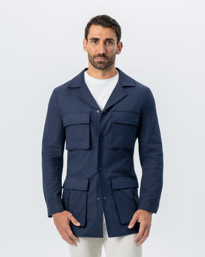 Stretch Linen Field Jacket - Navy | State & Liberty Outerwear