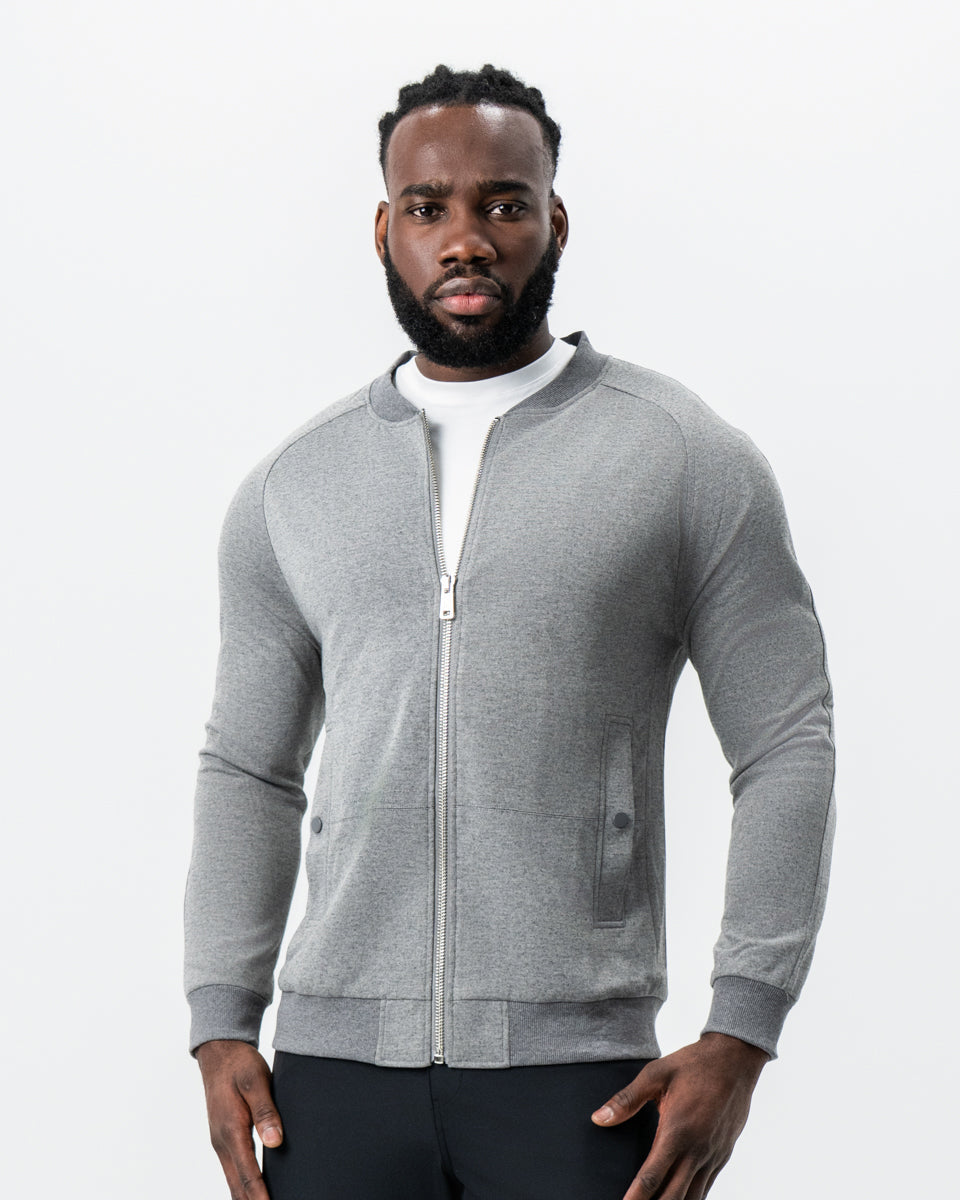 Knit Stretch Bomber - Grey | State & Liberty Outerwear