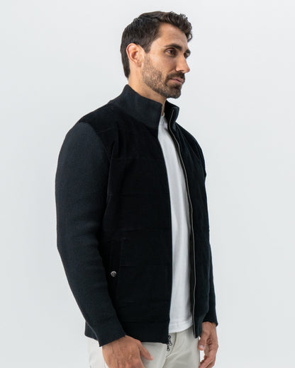 Corduroy Knit Zip Jacket - Black | State & Liberty Outerwear