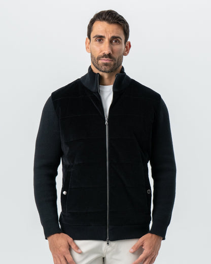 Corduroy Knit Zip Jacket - Black | State & Liberty Outerwear