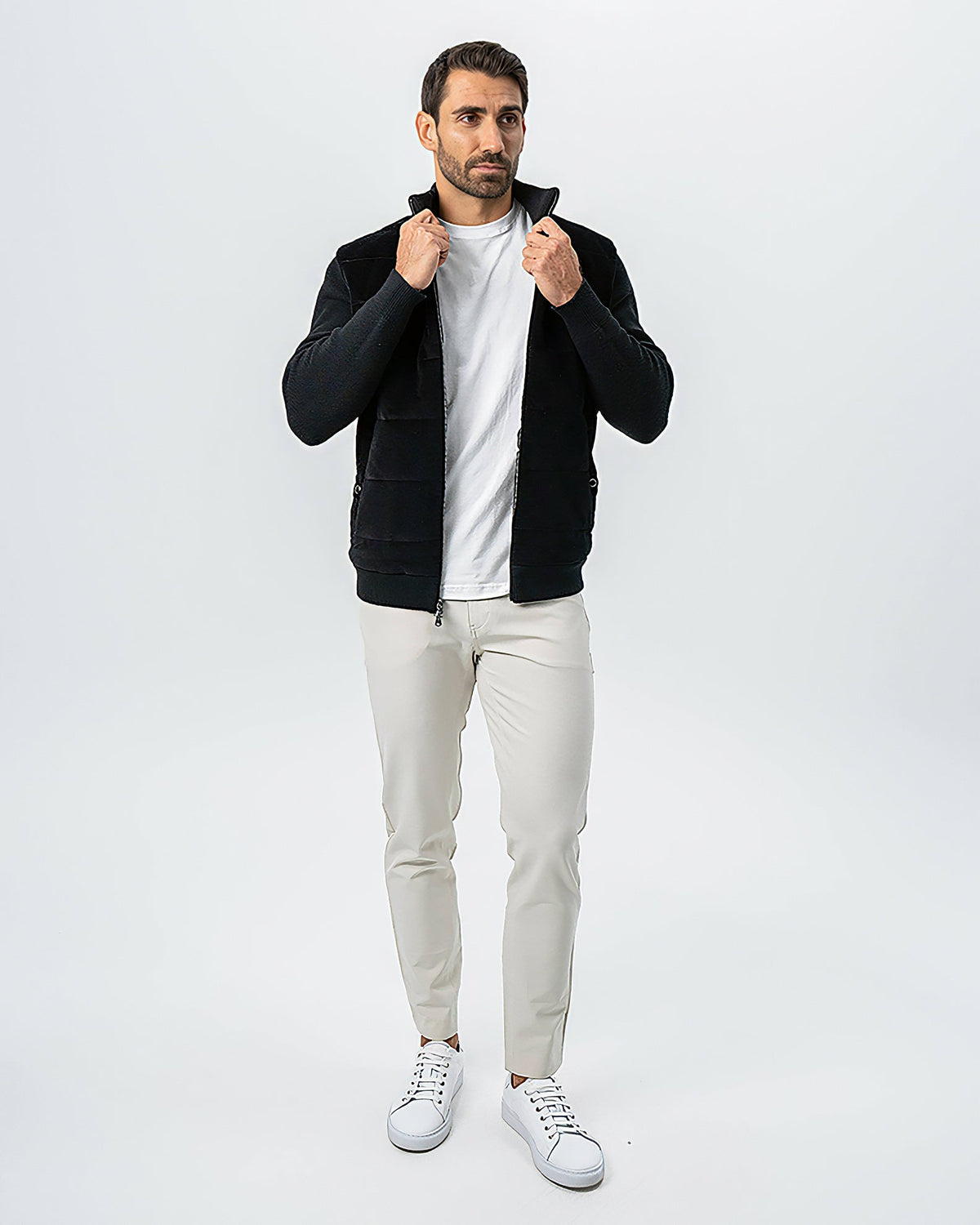 Corduroy Knit Zip Jacket - Black | State & Liberty Outerwear