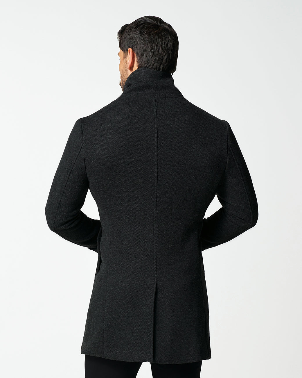 3 Button Overcoat - Charcoal Herringbone | State & Liberty Outerwear