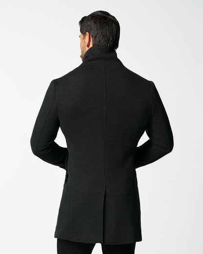 3 Button Overcoat - Charcoal Herringbone | State & Liberty Outerwear