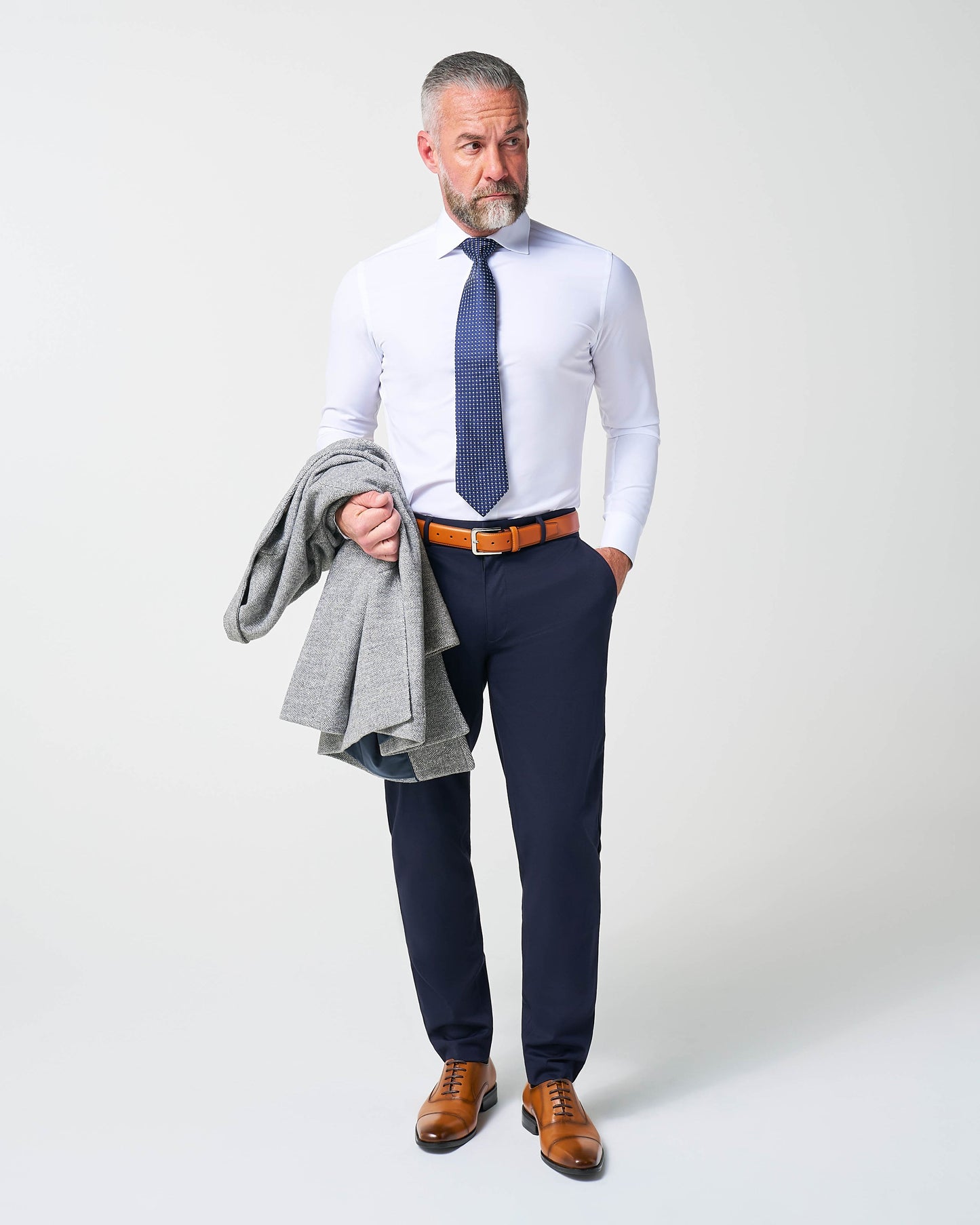 Open Button Overcoat - Grey Herringbone | State & Liberty Outerwear