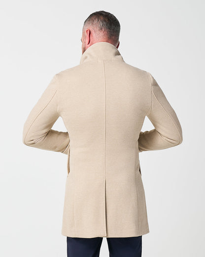 3 Button Overcoat - Tan Herringbone | State & Liberty Outerwear