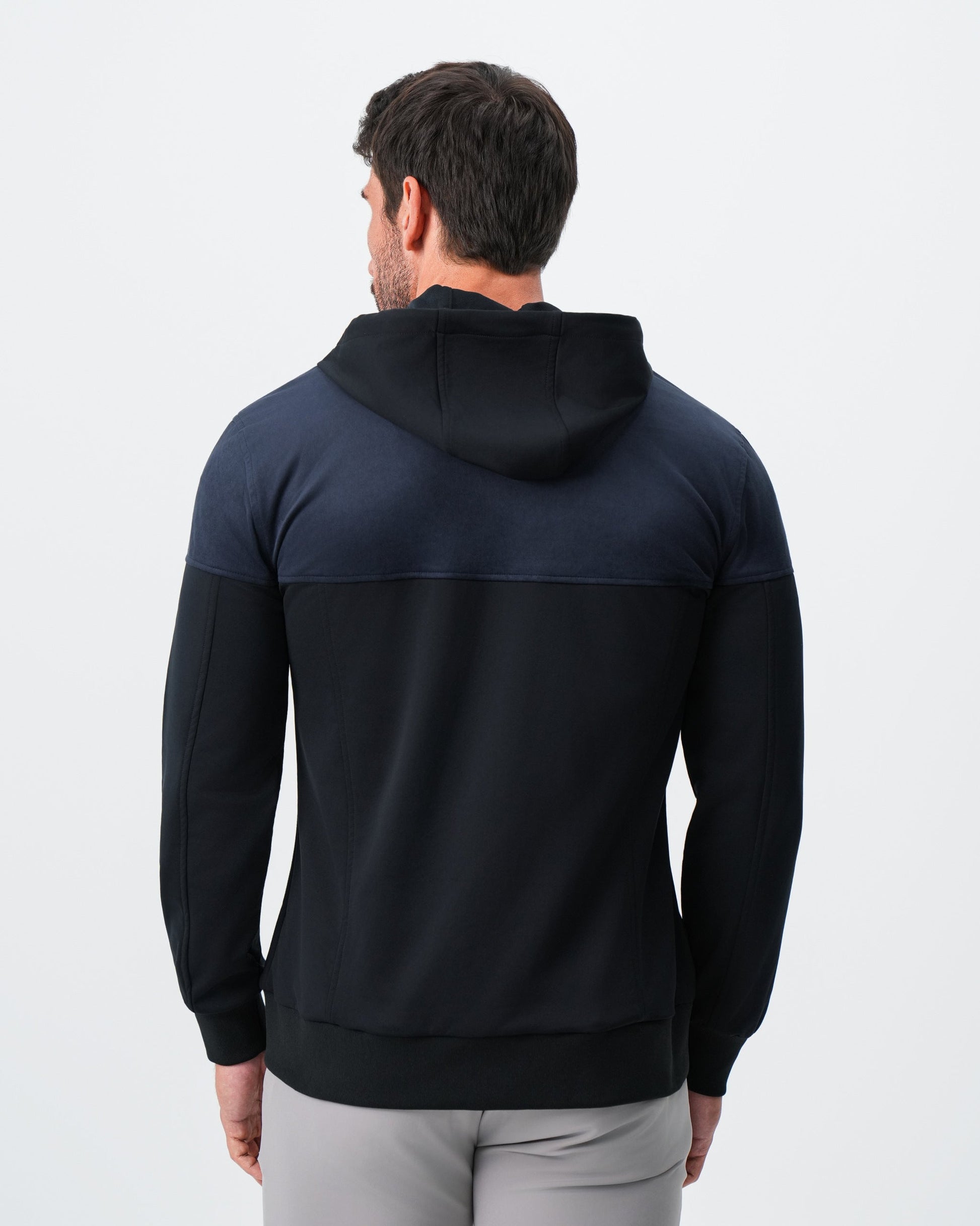 Hooded Hybrid Suede Jacket - Black | State & Liberty Outerwear