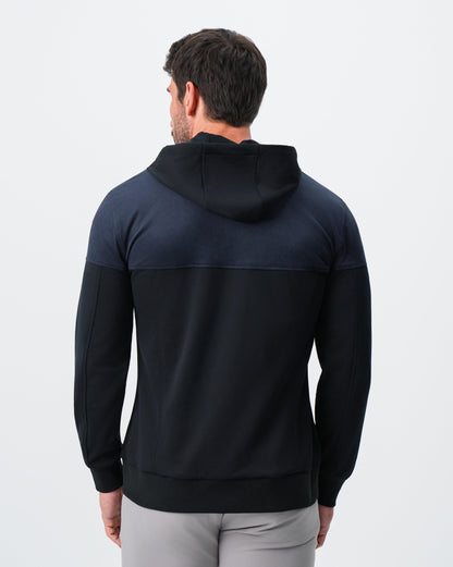 Hooded Hybrid Suede Jacket - Black | State & Liberty Outerwear