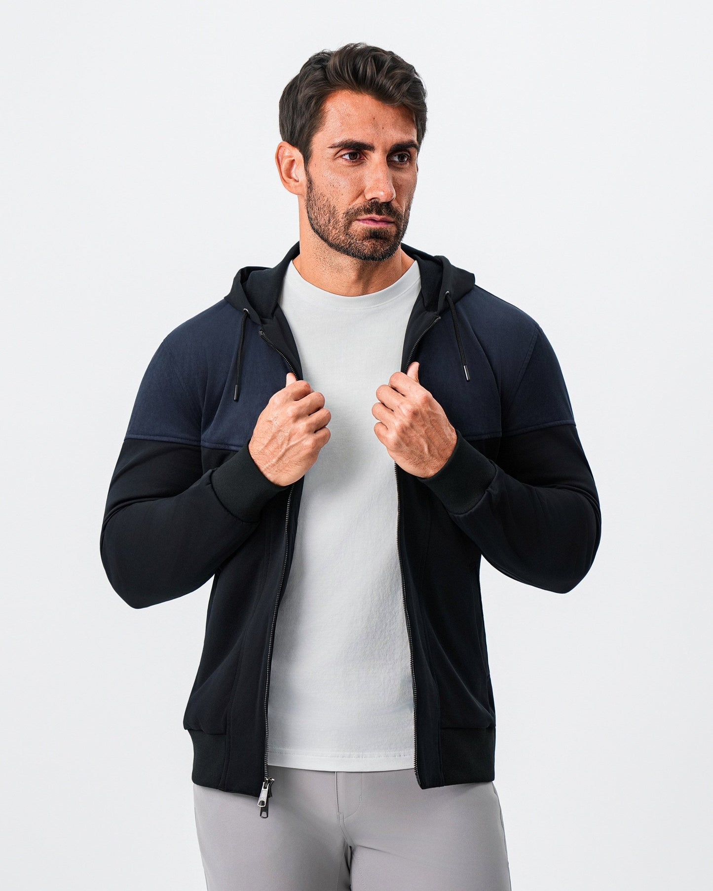 Hooded Hybrid Suede Jacket - Black | State & Liberty Outerwear