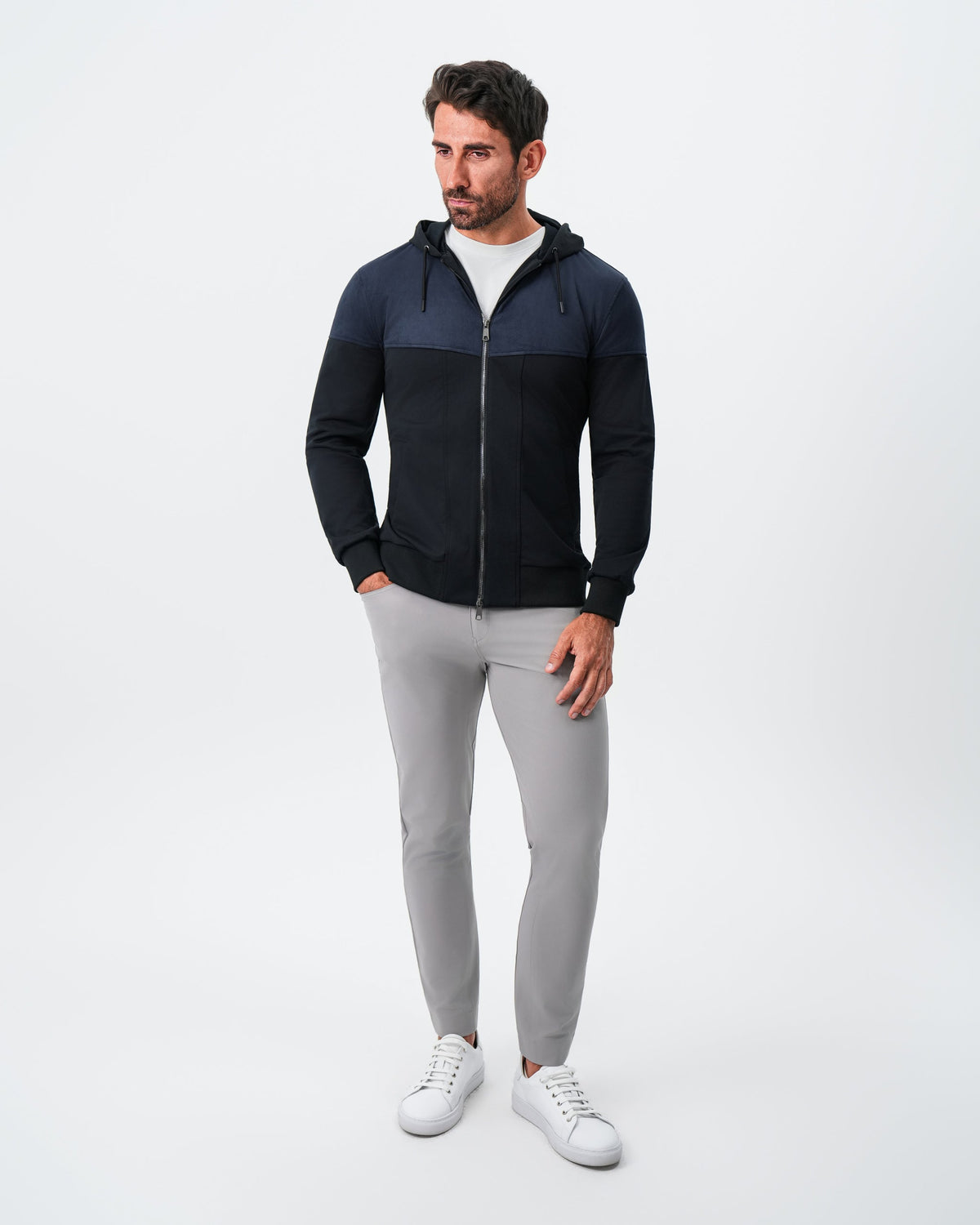 Hooded Hybrid Suede Jacket - Black | State & Liberty Outerwear
