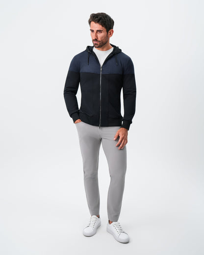 Hooded Hybrid Suede Jacket - Black | State & Liberty Outerwear