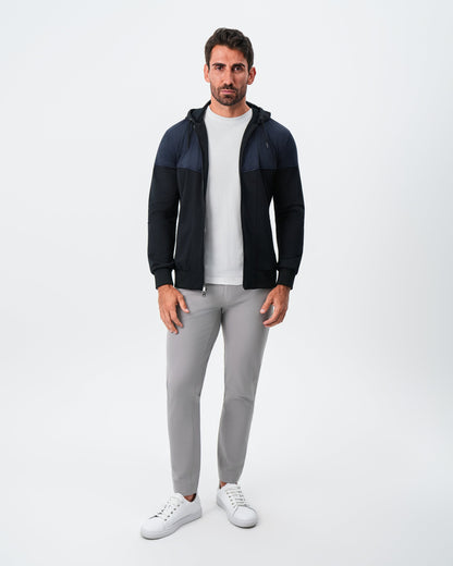 Hooded Hybrid Suede Jacket - Black | State & Liberty Outerwear