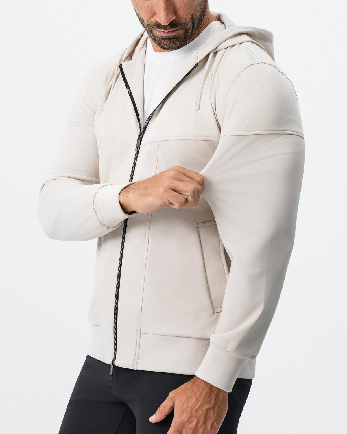 Hooded Hybrid Suede Jacket - Cream | State & Liberty Outerwear