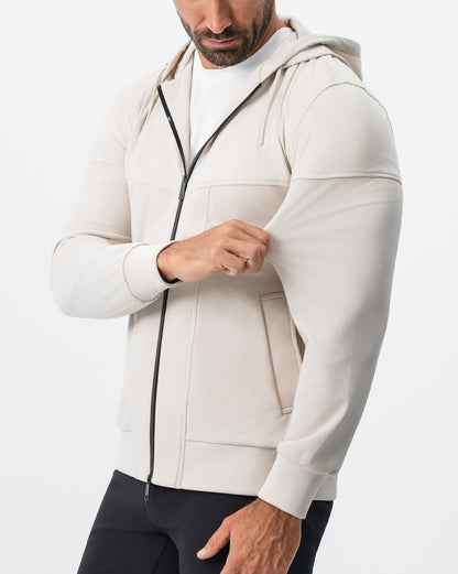 Hooded Hybrid Suede Jacket - Cream | State & Liberty Outerwear