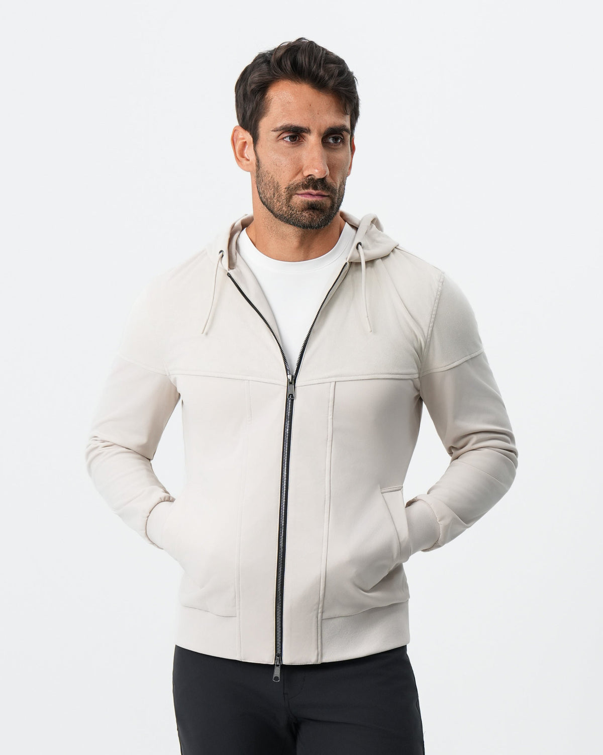 Hooded Hybrid Suede Jacket - Cream | State & Liberty Outerwear