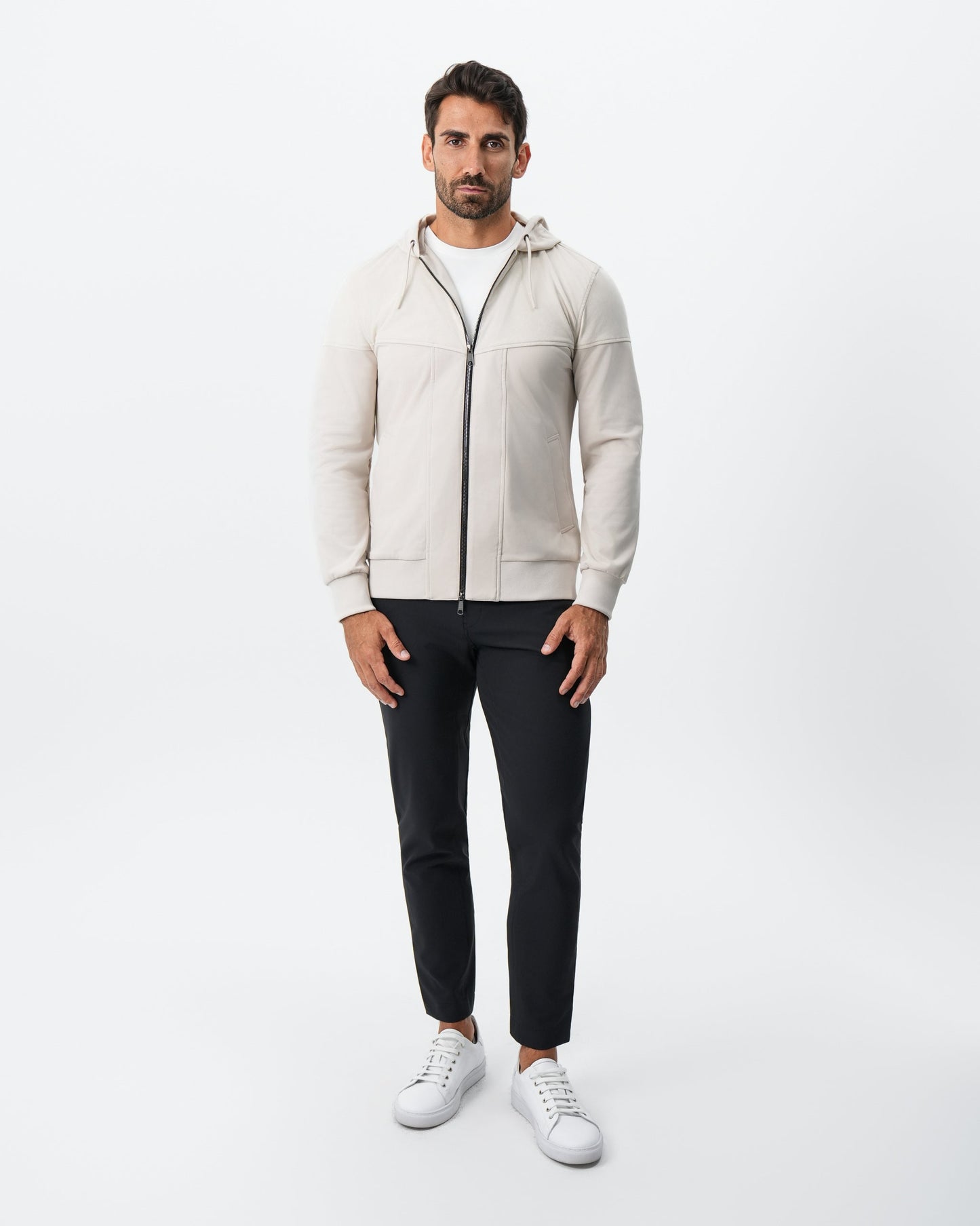 Hooded Hybrid Suede Jacket - Cream | State & Liberty Outerwear
