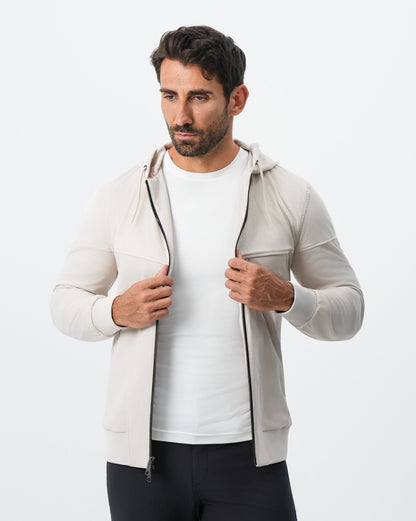 Hooded Hybrid Suede Jacket - Cream | State & Liberty Outerwear