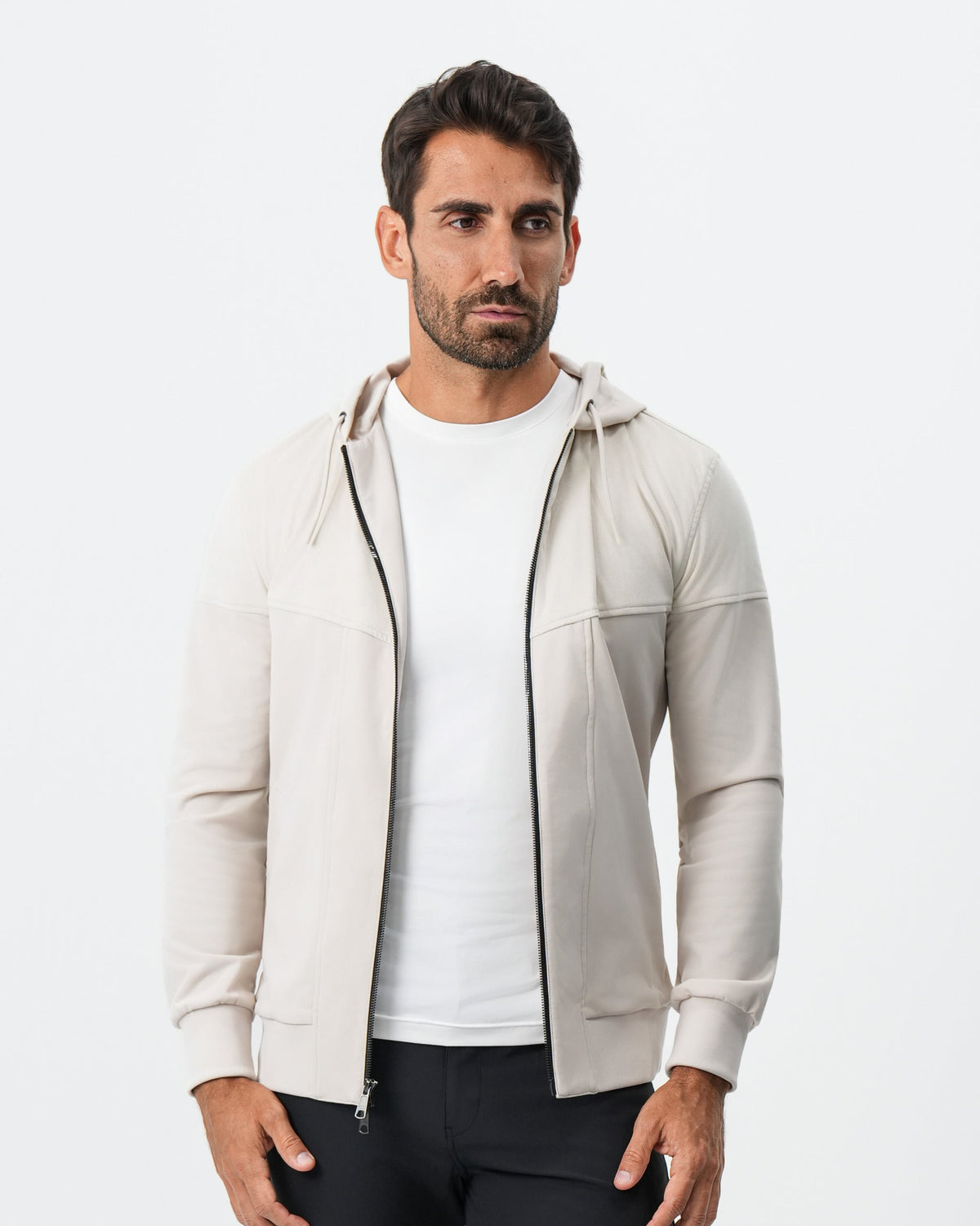 Hooded Hybrid Suede Jacket - Cream | State & Liberty Outerwear