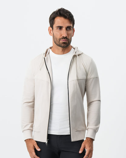 Hooded Hybrid Suede Jacket - Cream | State & Liberty Outerwear