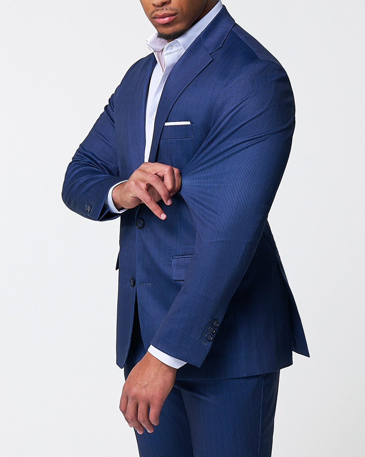 Athletic Fit Stretch Suit - Navy & White Stripe | State & Liberty Suits