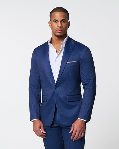 Athletic Fit Stretch Suit - Navy & White Stripe | State & Liberty Suits