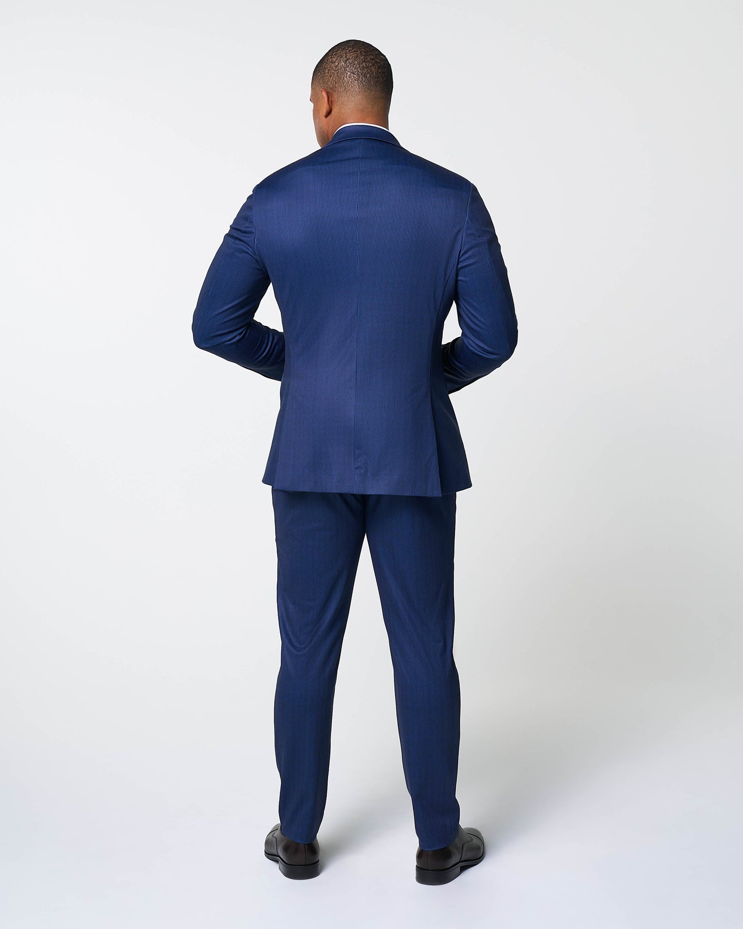 Athletic Fit Stretch Suit - Navy & White Stripe | State & Liberty Suits