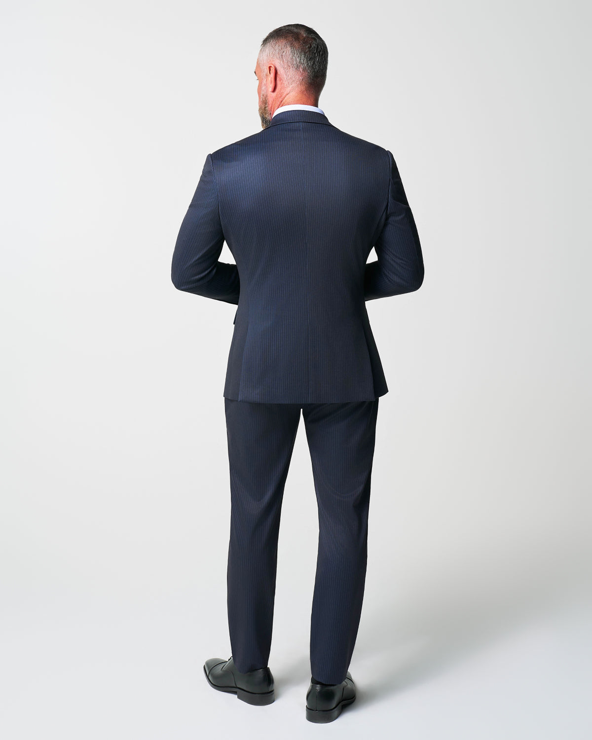 Athletic Fit Stretch Suit - Knit Blue Chalk Stripe | State & Liberty Suits