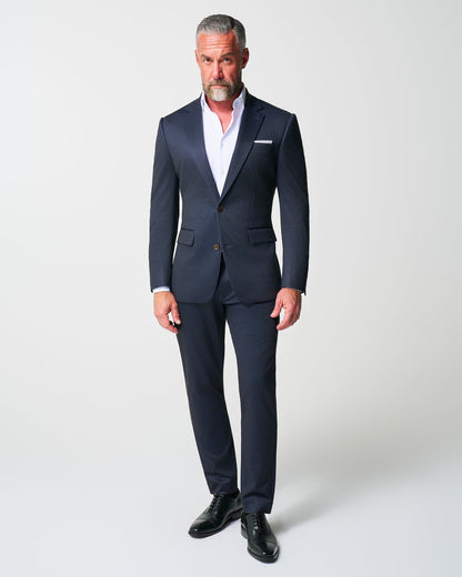Athletic Fit Stretch Suit - Knit Blue Chalk Stripe | State & Liberty Suits