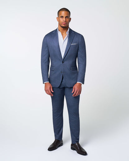 Athletic Fit Stretch Suit - Storm Blue & Navy Plaid | State & Liberty Suits