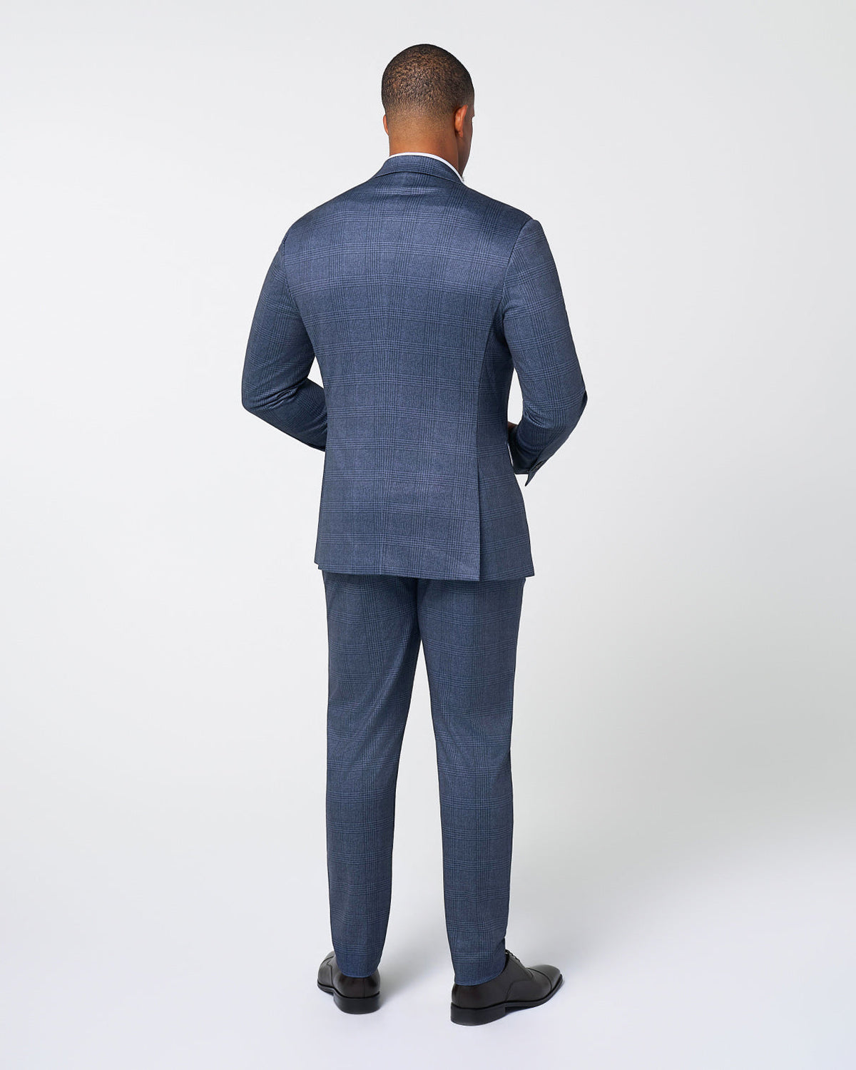 Athletic Fit Stretch Suit - Storm Blue & Navy Plaid | State & Liberty Suits