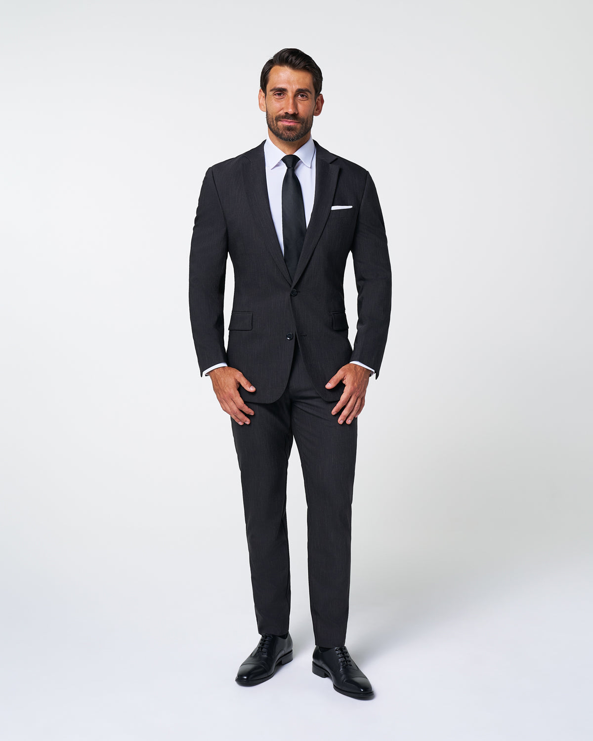 Athletic Fit Stretch Suit - Heathered Charcoal | State & Liberty Suits