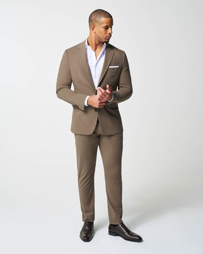 Athletic Fit Stretch Suit - Lightweight Heathered Latte | State & Liberty Suits