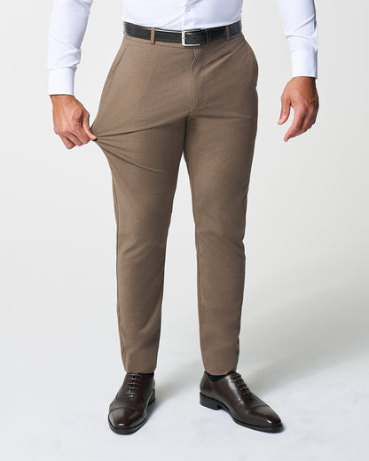 Athletic Fit Stretch Suit - Lightweight Heathered Latte | State & Liberty Suits