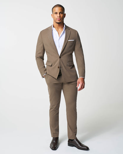 Athletic Fit Stretch Suit - Lightweight Heathered Latte | State & Liberty Suits