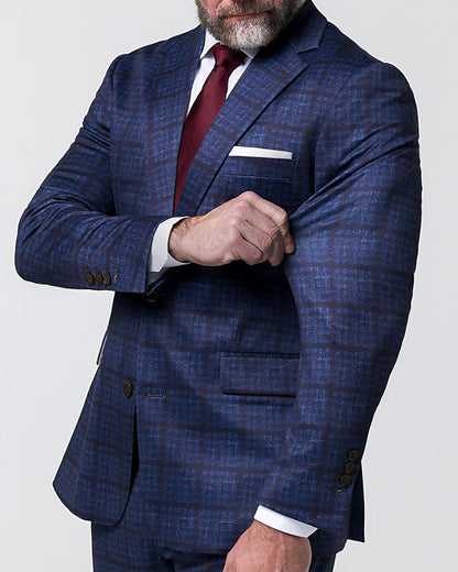 Athletic Fit Stretch Suit - Navy & Maroon Windowpane | State & Liberty Suits