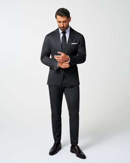 Athletic Fit Stretch Suit - Knit Charcoal Microcheck | State & Liberty Suits