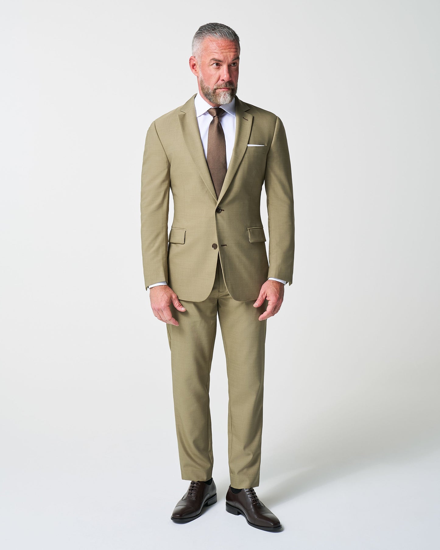 Athletic Fit Stretch Suit - Heathered Olive | State & Liberty Suits
