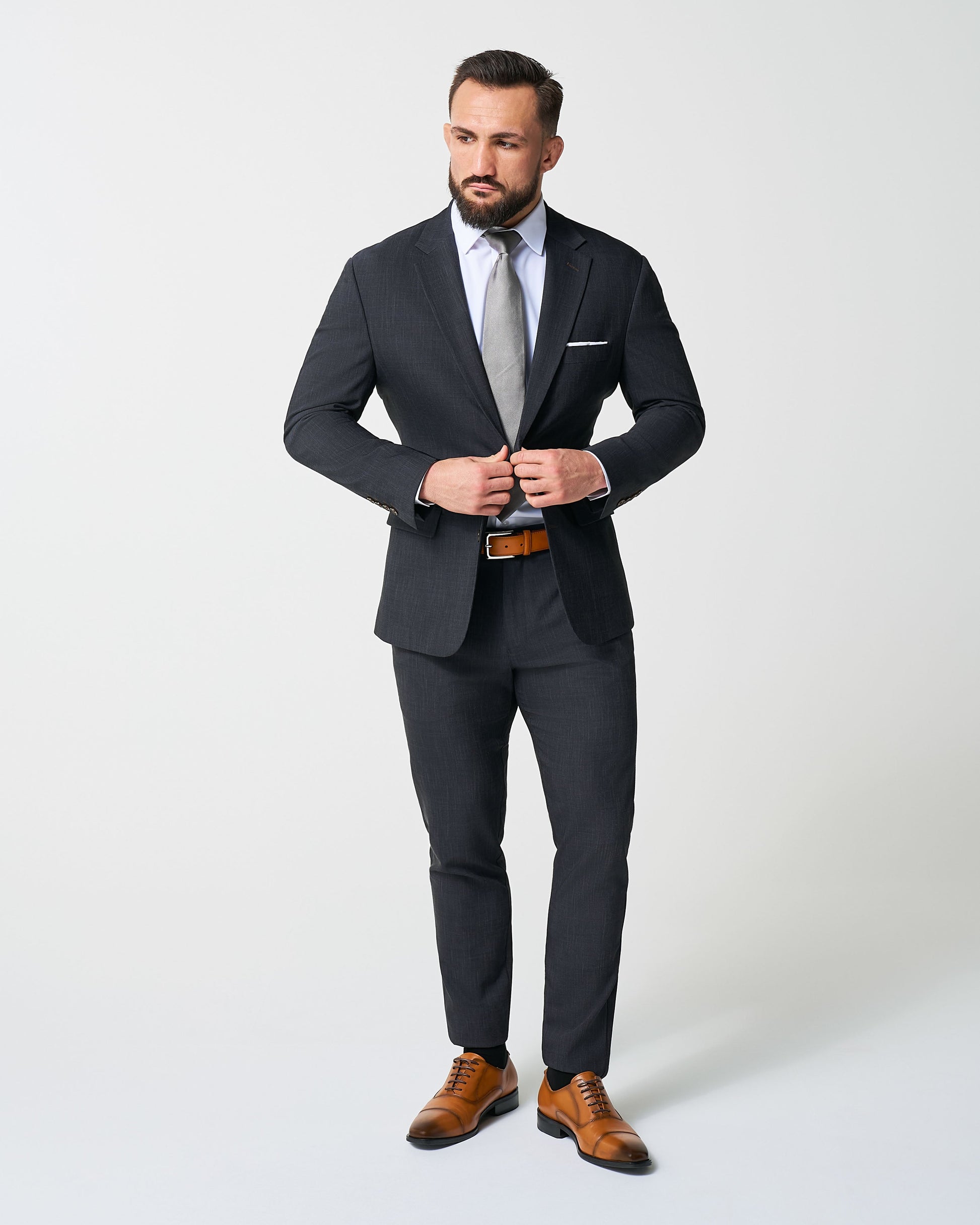 Athletic Fit Stretch Suit - Heathered Midnight Navy | State & Liberty Suits